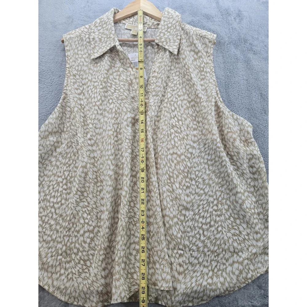 Women's Michael Kors Plus Size 3x Sleeveless Blouse V-Neck NWT Bone Khaki Color
